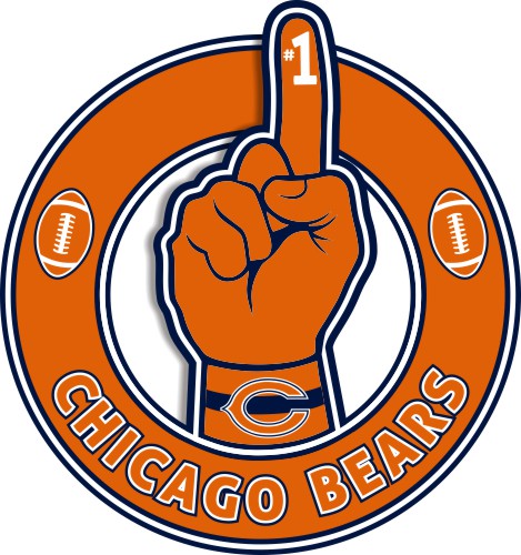 Number One Hand Chicago Bears logo iron on paper